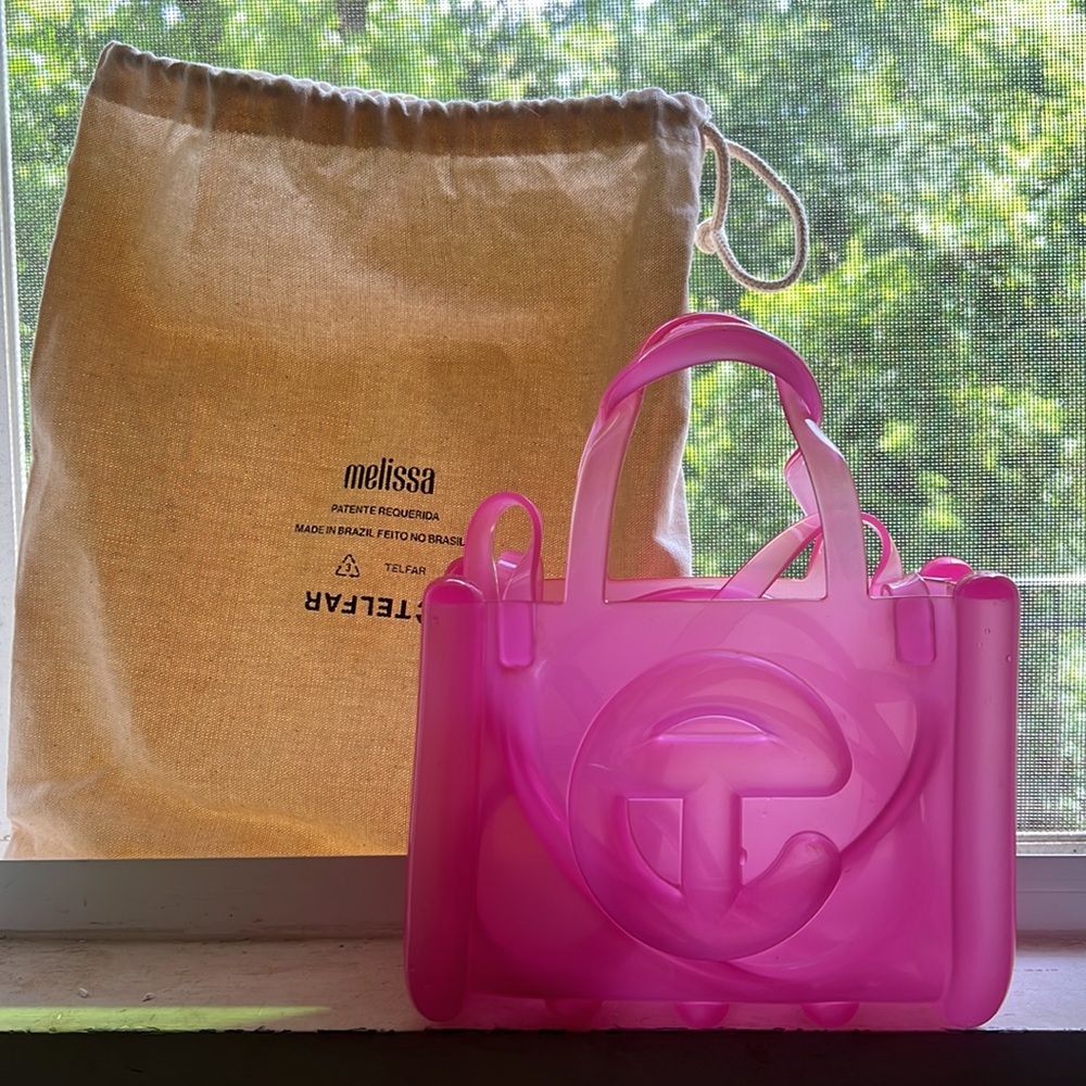 Authentic Melissa X Telfar 'Small' Jelly Shopper - clear pink